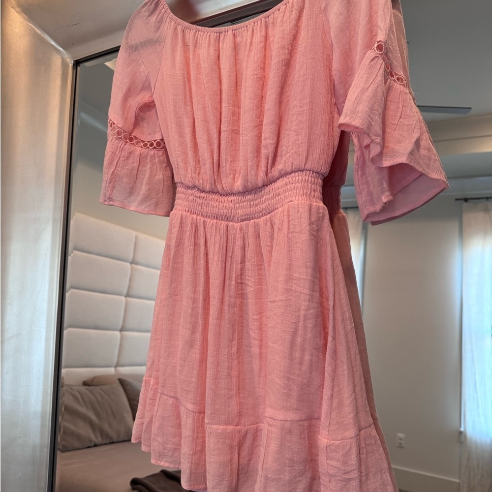 Pink Lily Boho Style Pink Mini Dress - Size S - Picture 4 of 5